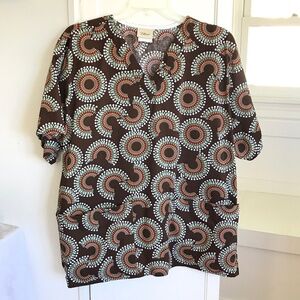 TAFFORD Scrub Top 100% Cotton Retro V-Neck Short Sleeve Women’s Plus Size 3X